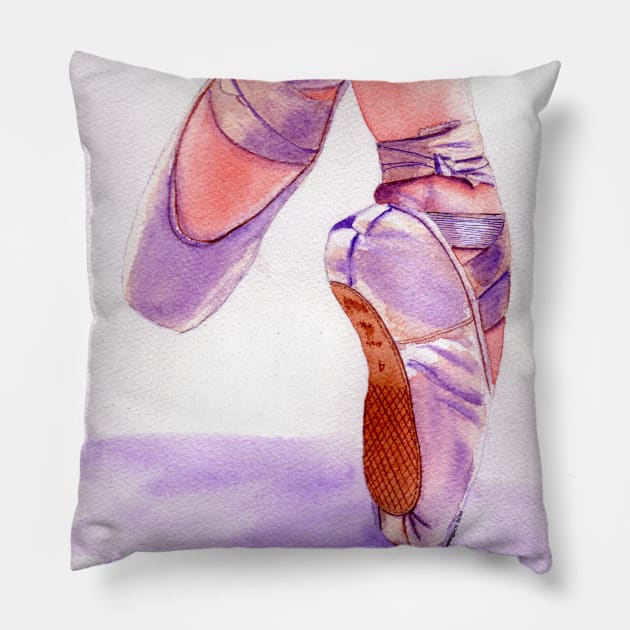 Ballet Pointe Shoes Painting Pillow by MMcBuck