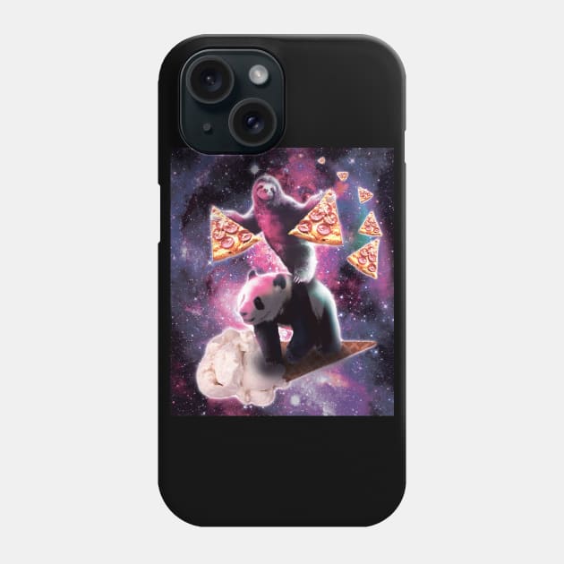 Space Sloth With Pizza On Panda Riding Ice Cream Phone Case by Random Galaxy