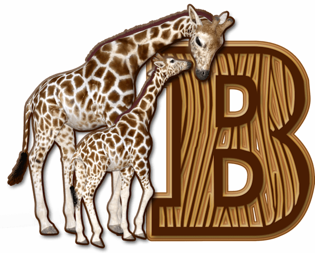 Mom and Baby Giraffe Monogram B Kids T-Shirt by AlondraHanley