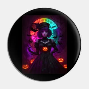 Halloween Spooky Neon Black Magic Witch Pin