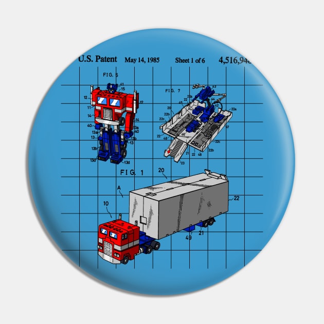 Optimus Prime Toy Patent Pin by CloudCityCreations