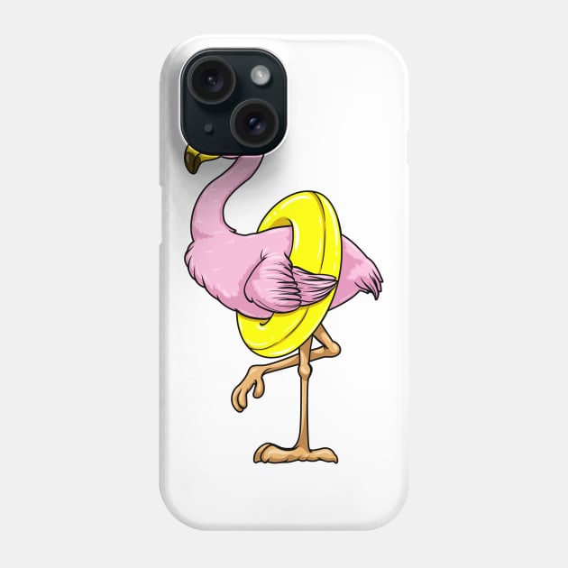 Flamingo at Swimming with Swim ring Phone Case by Markus Schnabel