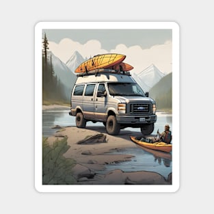 Van life, overlanding by the river in Alaska Magnet