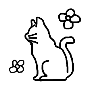 cat and flower T-Shirt