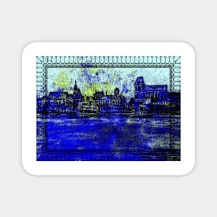 Blue City Framed Magnet