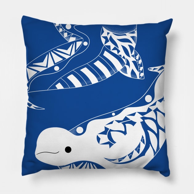 blue beluga whales in twin emotions Pillow by jorge_lebeau