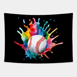 Baseball Watercolor Ball Tapestry