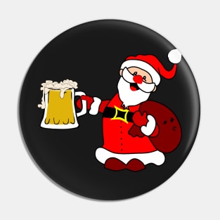 Santa is here with beer Pin