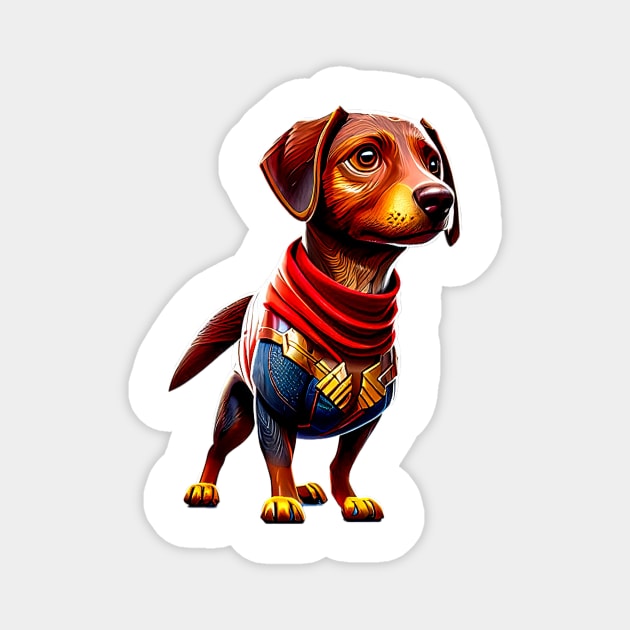 Canine Warrior: Dachshund in Heroic Battle Gear Magnet by fur-niche