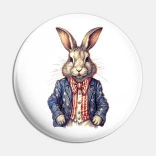 4th of July Rabbit Portrait Pin