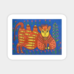 Maria Primachenko - a fish king has caught a hoopoe and is full of joy 1983 Magnet