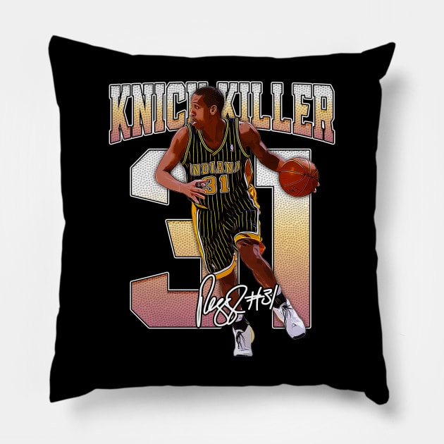 Reggie Miller Choke Sign Basketball Legend Signature Vintage Retro 80s 90s Bootleg Rap Style Pillow by CarDE