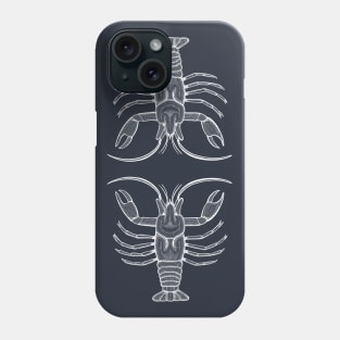 Crayfish in Love - detailed water animal ink art Phone Case