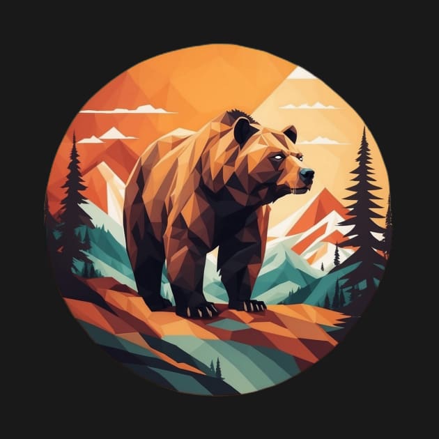 Geometric Bear In Mountain Forest by Trip Tank