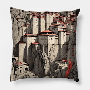 Sumela Monastery Turkey Vintage Retro Travel Tourism Pillow