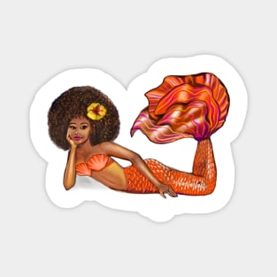 Mermaid with yellow hibiscus flower in her Afro relaxing Magnet