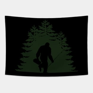 Bigfoot fishing Tapestry