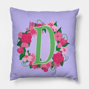 Monogram D, Personalized Floral Initial Pillow