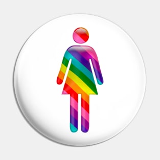 Female icon in rainbow flag colors for LGBTQ+ diversity Pin