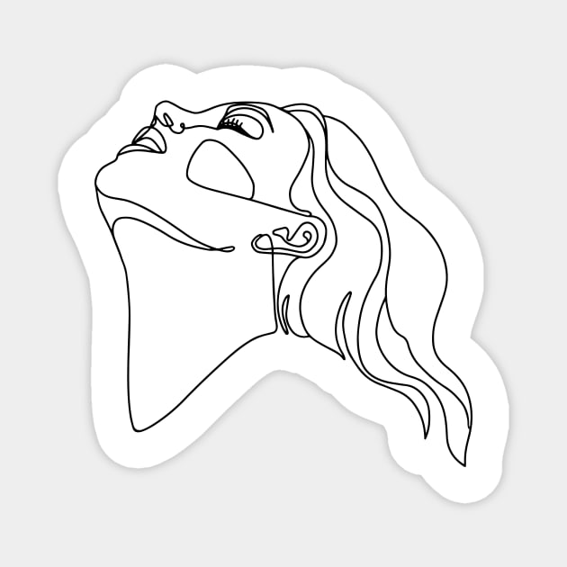 Woman Face Drawing In Line. One Line Art. Minimalistic Style. Single Line Magnet by ElenaDro