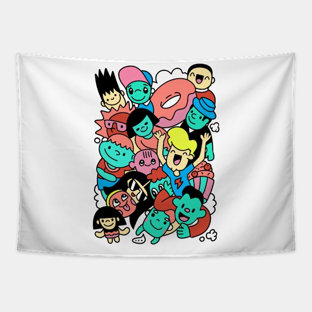 kid cartoon doodle Tapestry by 9georgeDoodle