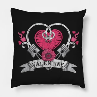 Valentine Biker Chick Crossed Pistons Pillow