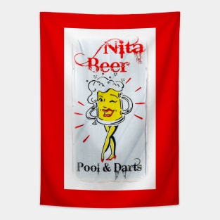 Nita Beer Sign with White Frame Tapestry