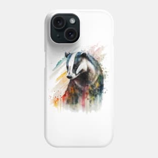 Colourful Watercolour Badger Painting Phone Case