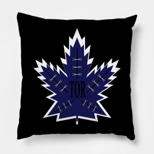 Toronto Hockey Laced Leaf White Pillow