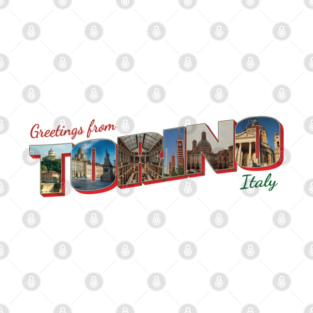 Greetings from Torino in Italy Vintage style retro souvenir by DesignerPropo