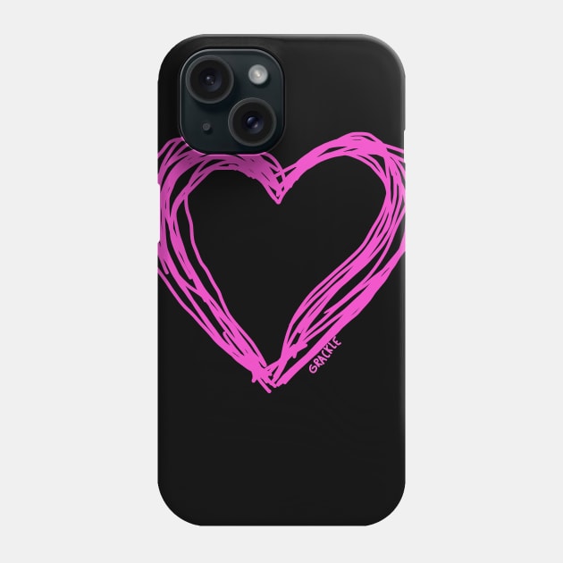 Pink Scribbly Heart Phone Case by Jan Grackle