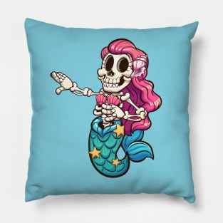 Skeleton mermaid Pillow