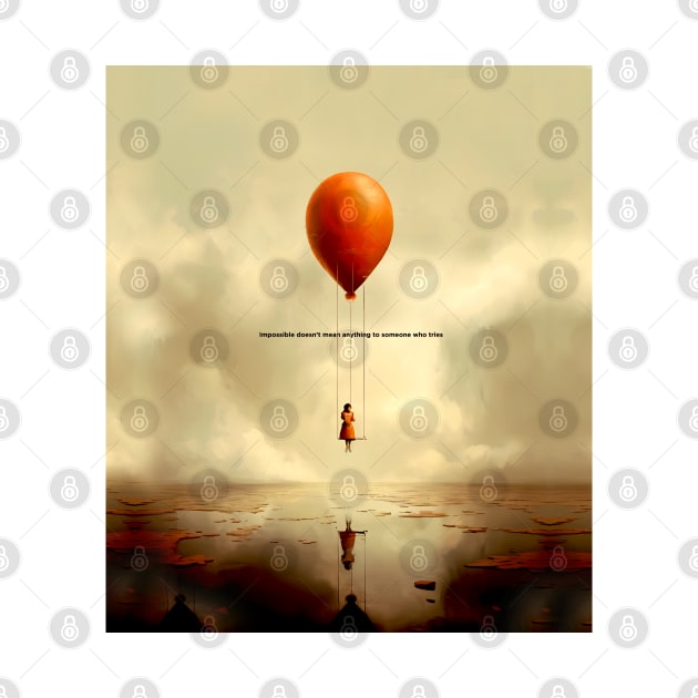 Girl on a Swing Attached to a Giant Floating Balloon No 1: Impossible doesn’t mean anything to someone who tries by Puff Sumo