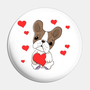 French Bulldog  with Love Hearts, Cute Frenchie for dog lovers. Pin