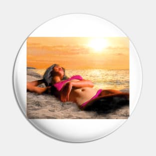 Woman girl bikini beach sunset Pin