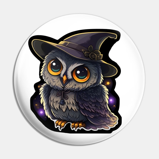 Cute Owl Cosmic Wizard Pin by StoneCreation