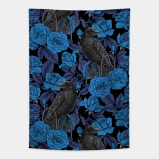 Ravens and blue roses Tapestry