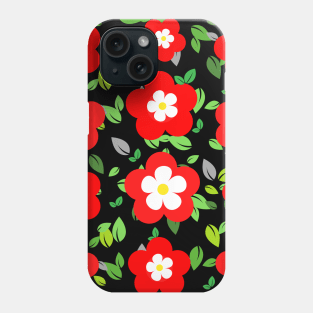 Red and white floral pattern Phone Case