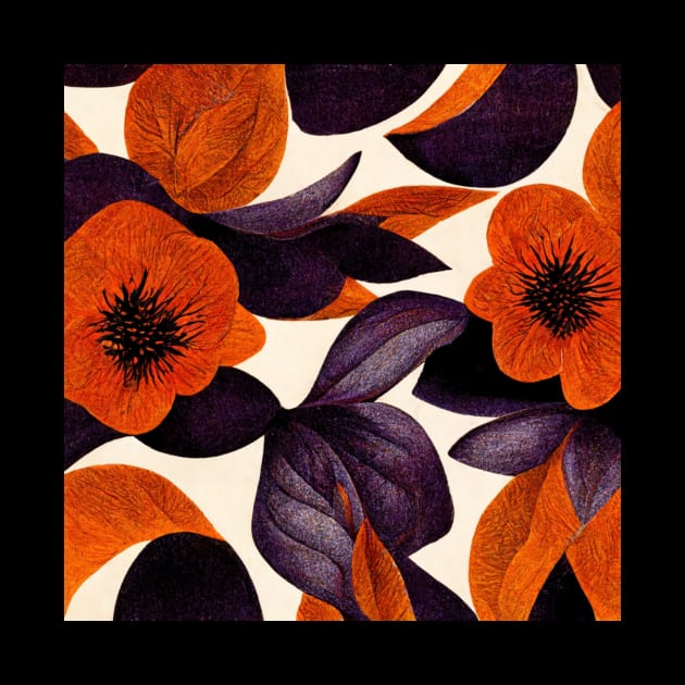 Vintage looking wallpaper with rich colors of purple and orange. by Liana Campbell