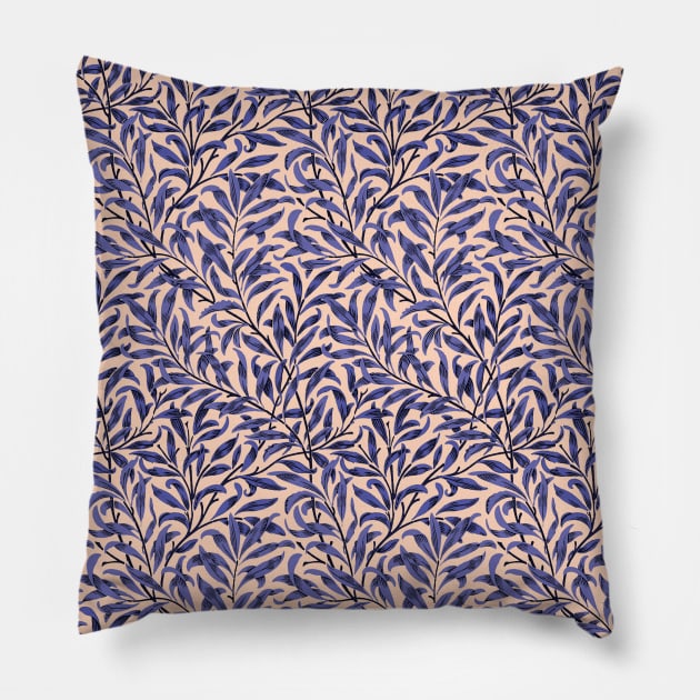 William Morris Willow Bough Blue on Peach and Amethyst Pillow by tiokvadrat