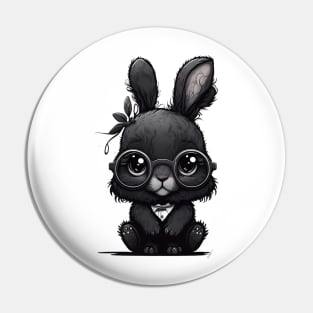 Cute cute black rabbit with glasses Pin