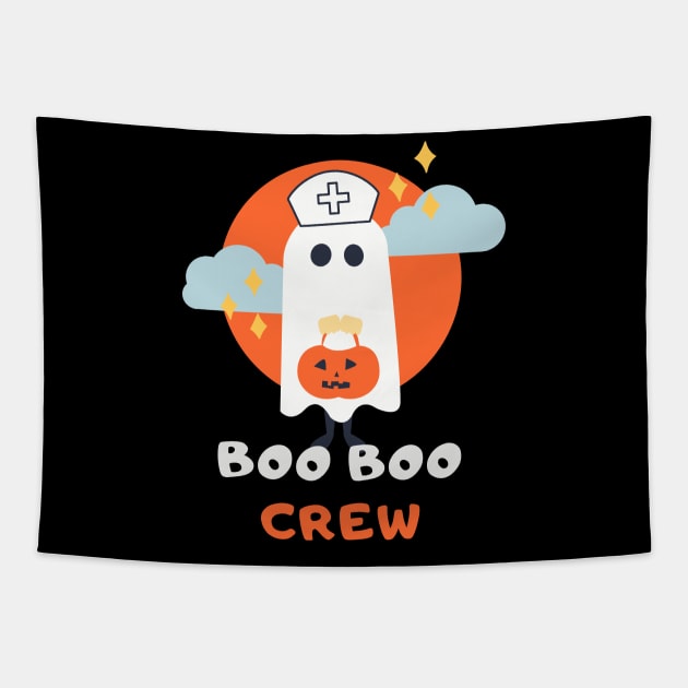 Boo Boo Crew funny Nurse Halloween ghost in Nurse hat design Tapestry by BlueLightDesign