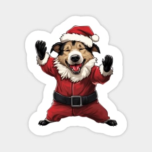 Cartoon Christmas Border Collie Dog Dancing Magnet