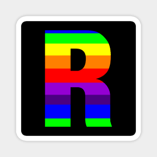 The Letter R in Rainbow Stripes Magnet