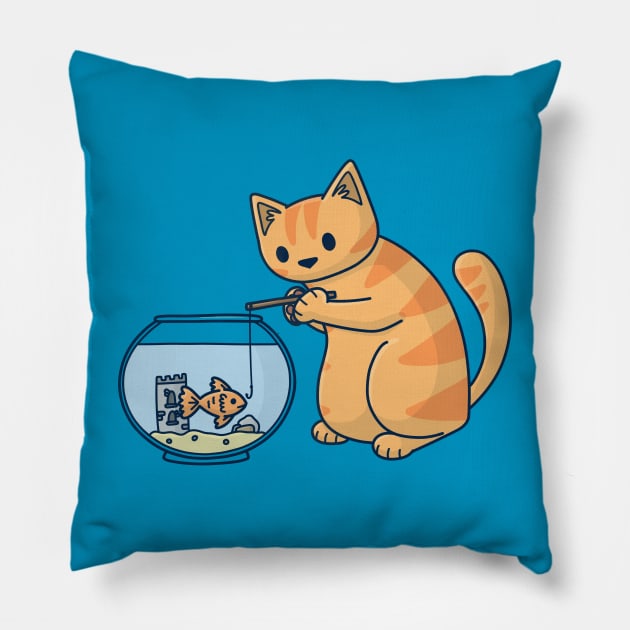 Gone Fishing Pillow by Doodlecats 