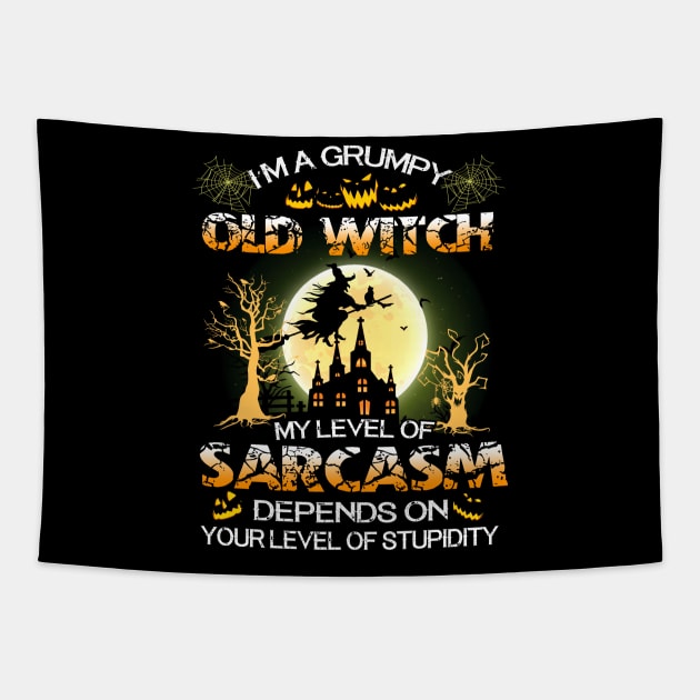 I'm a Grumpy Old WitchT Shirt Funny Halloween Gifts Shirt Tapestry by frostelsinger