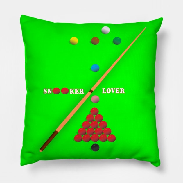 I Love Snooker design showing Snooker Balls arranged as on table. Pillow by AJ techDesigns