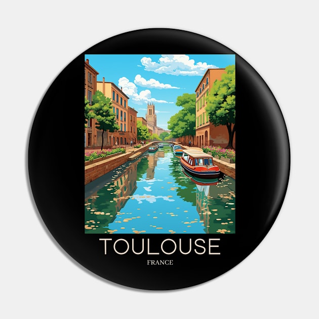 A Pop Art Travel Print of Toulouse - France Pin by Studio Red Koala