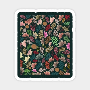 Colorful Flowers And Leaves Pattern Design Magnet