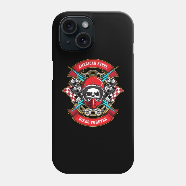 American Steel Biker Forever Phone Case by AttireCafe